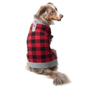 Vibrant Life Dog Sweater Size M Red/Black/Gray Buffalo Check Cozy Pet Lover Gift